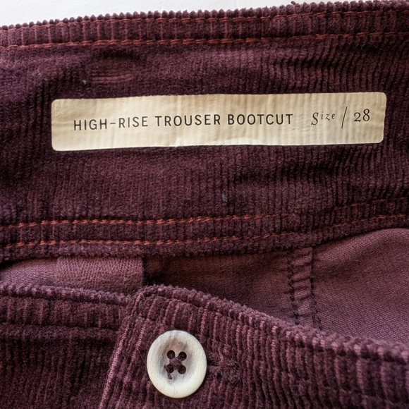 Anthropologie Pilcro High Rise Trouser Bootcut Corduroy Pants 28 Burgundy - Picture 8 of 10